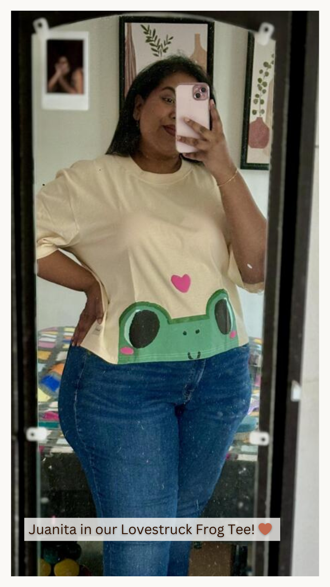 Cropped Length Oversized 'Lovestruck Frog' T-Shirt