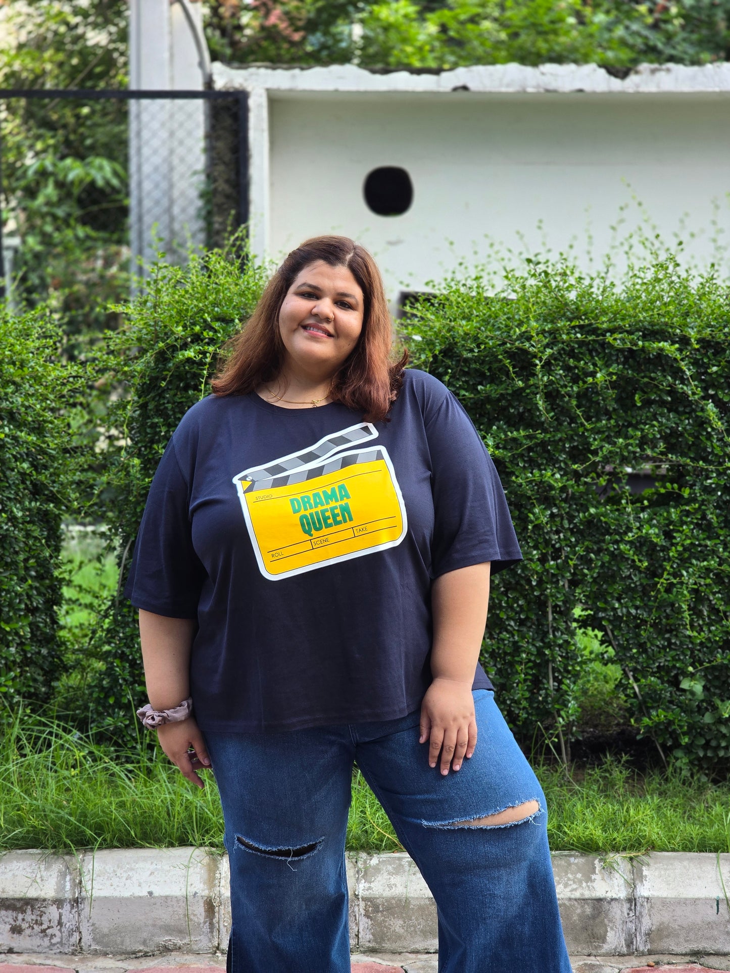 Plus size A-line 'Drama Queen' T- shirt- Regular Length