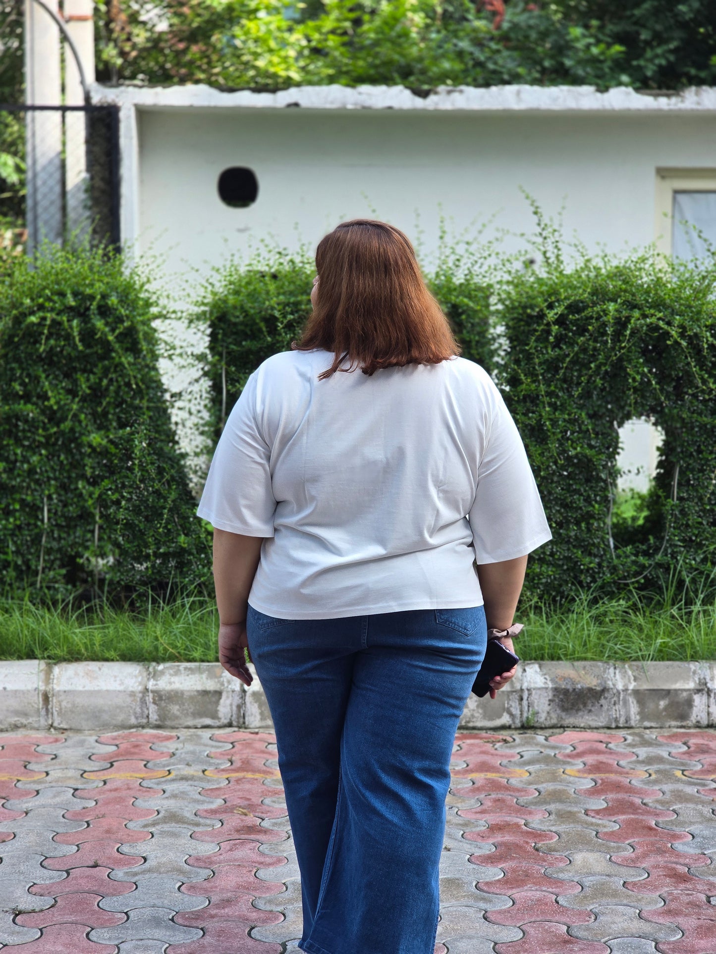 Plus size A-line T-shirt 'Drama Queen'- Cropped Length