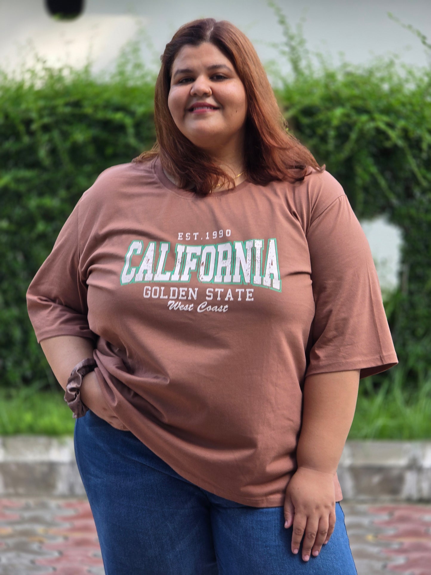 Plus size A-line Varsity T-shirt - Regular length