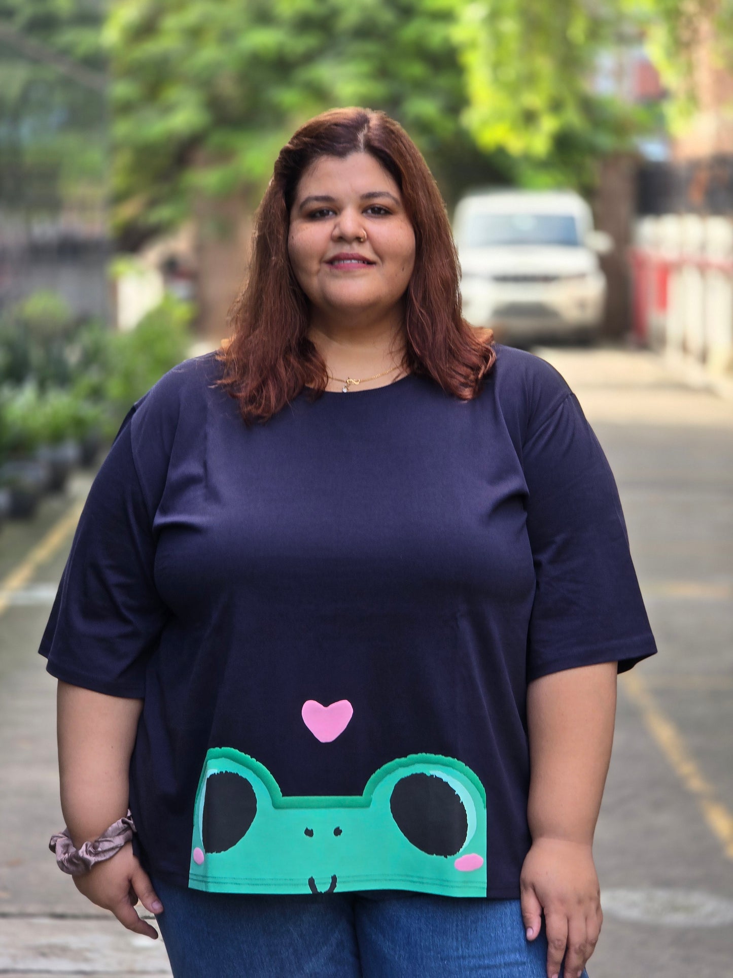 Plus size A-line 'Lovestruck Frog' T-shirt - Regular length