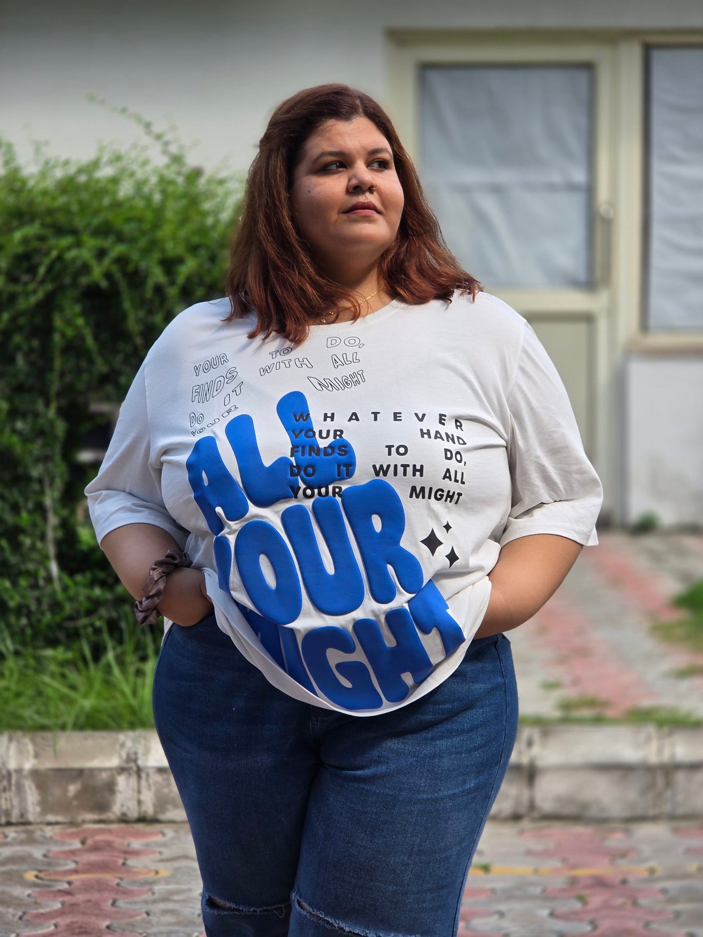 Plus size A-line 'All your Might' T-shirt - Regular length