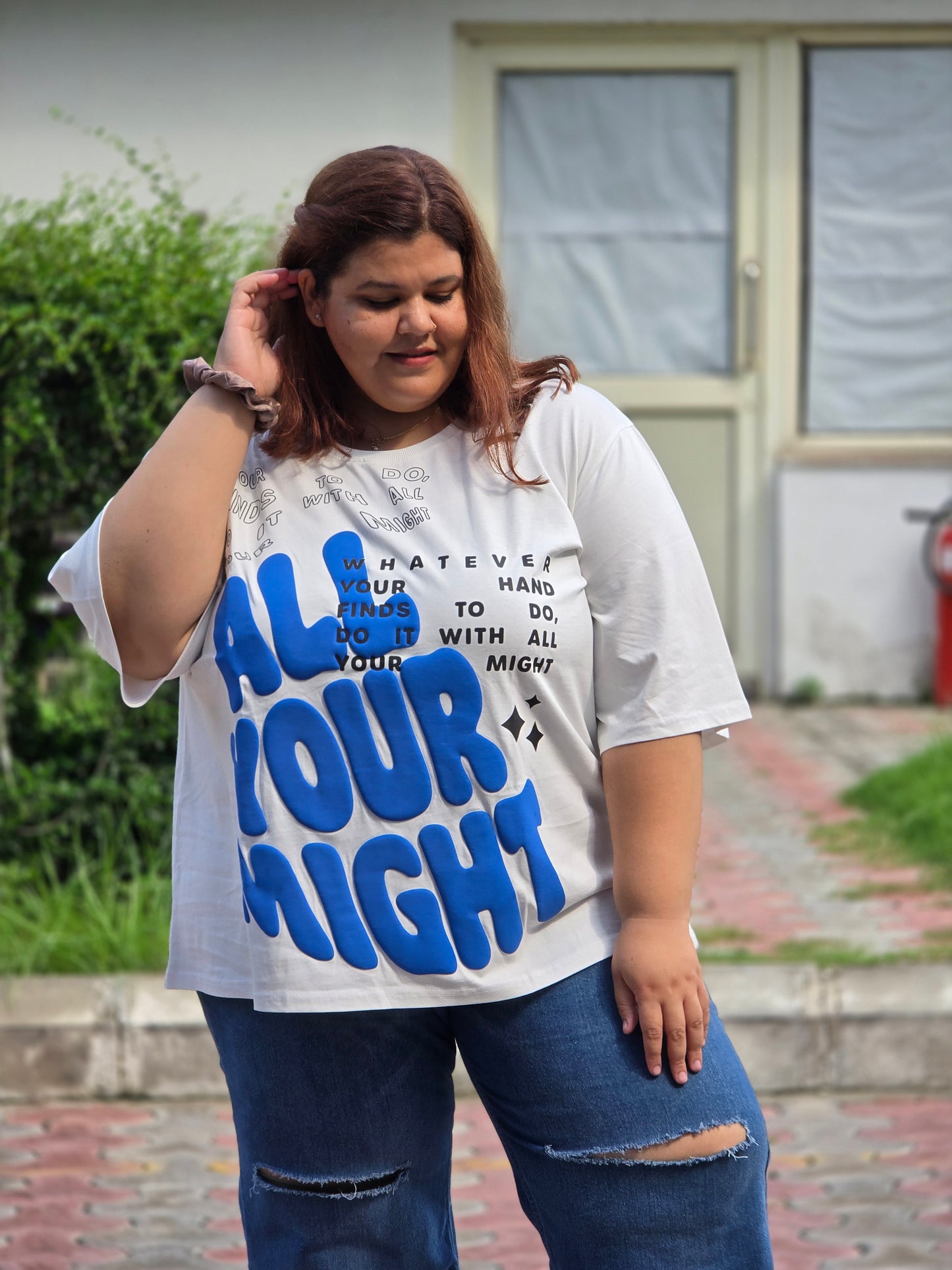 Plus size A-line 'All your Might' T-shirt - Regular length