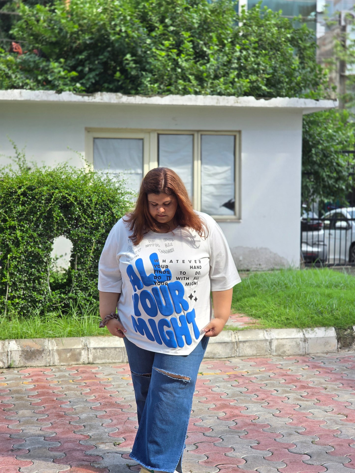 Plus size A-line 'All your Might' T-shirt - Regular length