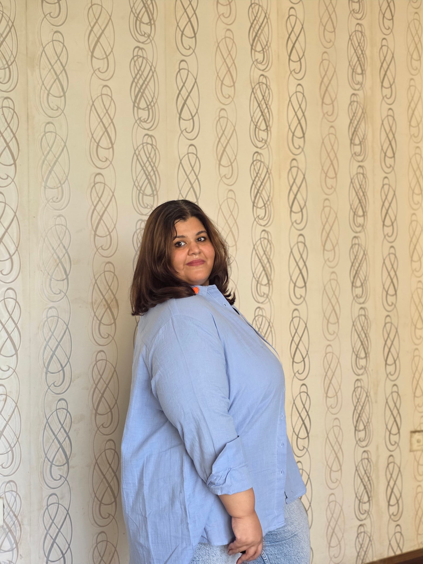 Embroidered Hearts Cotton Gauge(Mulmul) Shirt