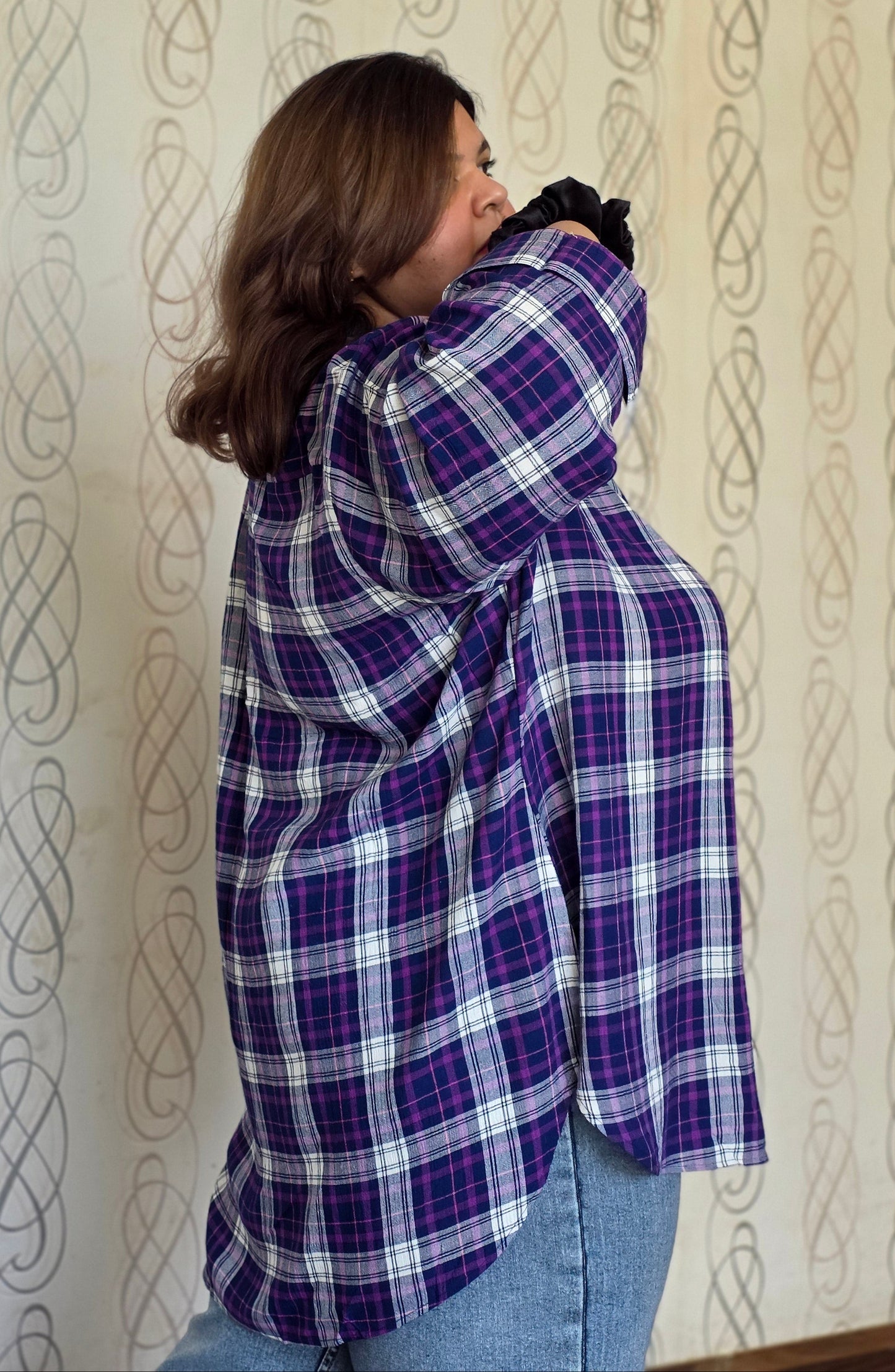Cotton Crepe Plaid Shirt