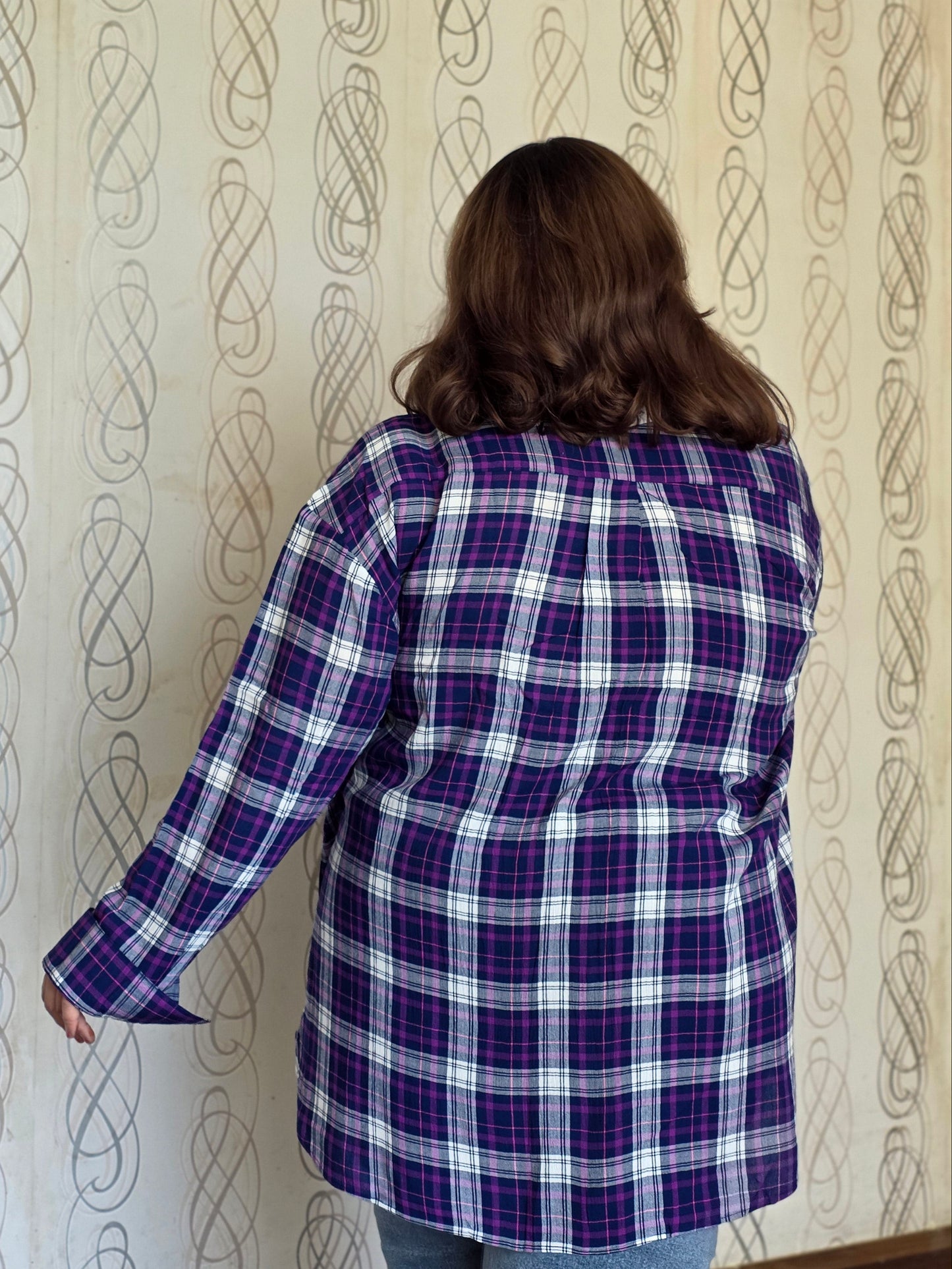 Cotton Crepe Plaid Shirt