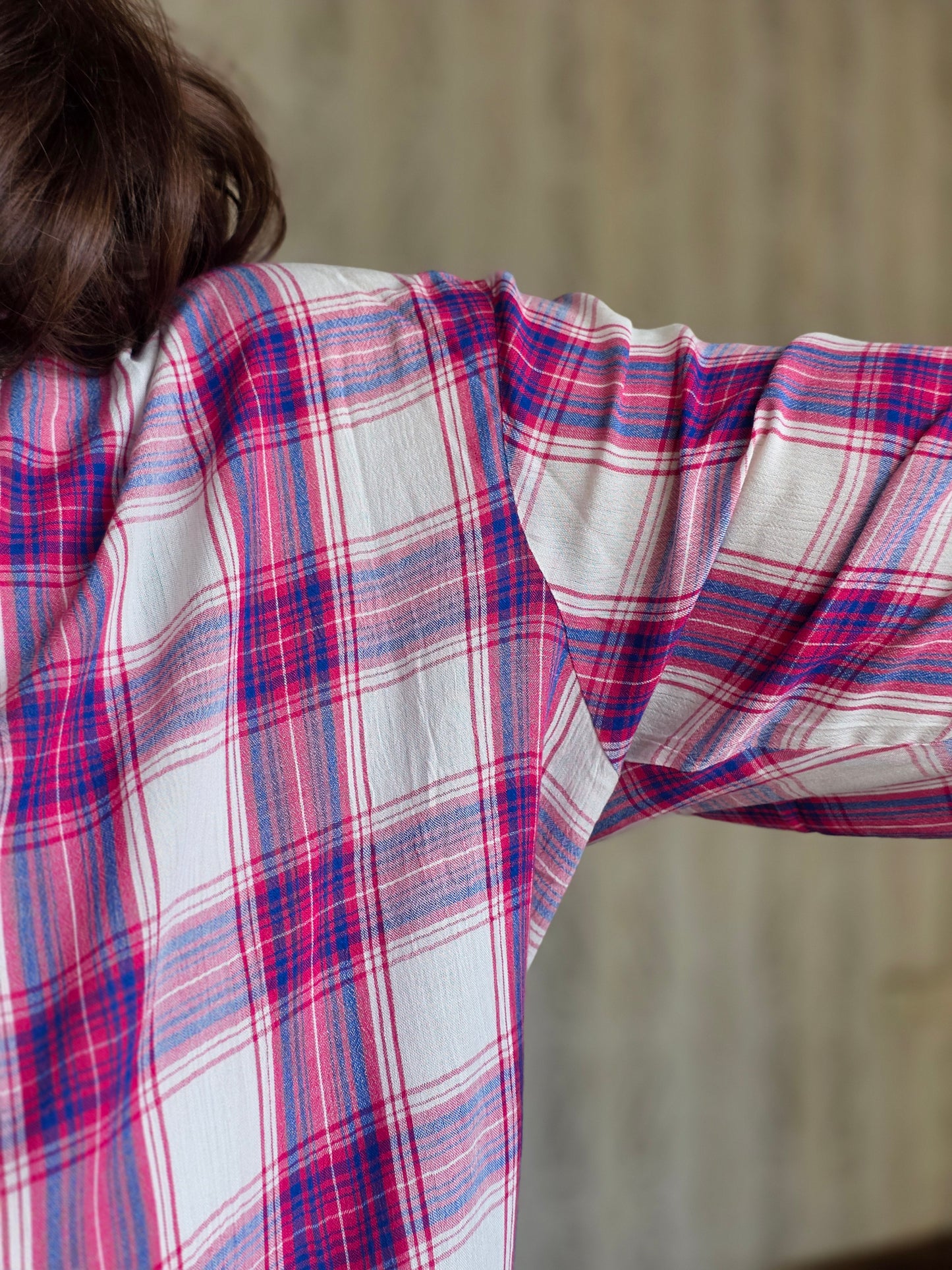Cotton Crepe Plaid Shirt