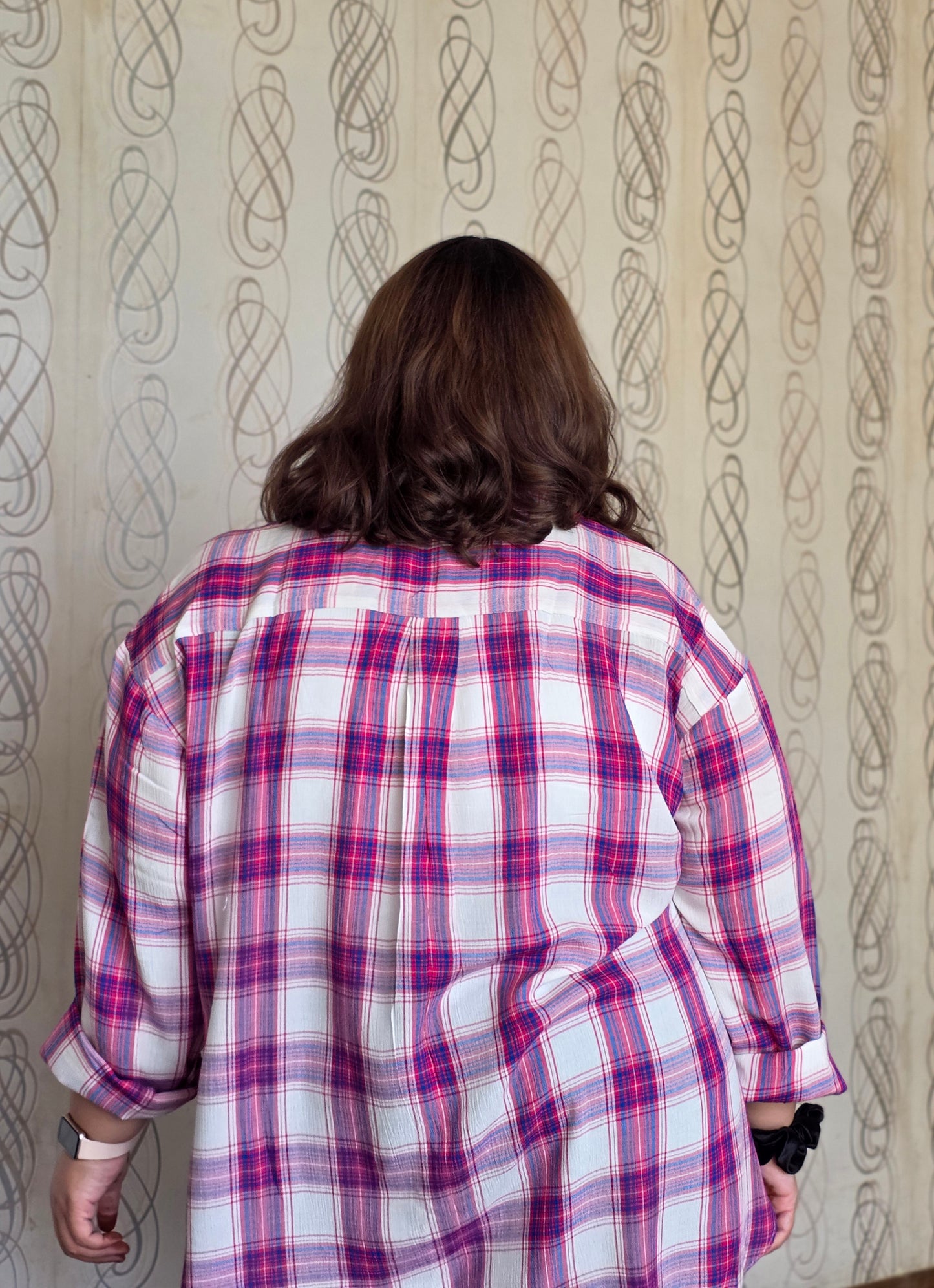 Cotton Crepe Plaid Shirt