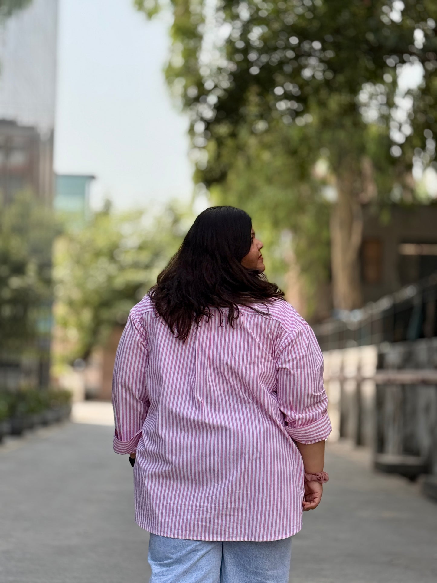 Relaxed fit Cotton Striped shirt- Drop Shoulder