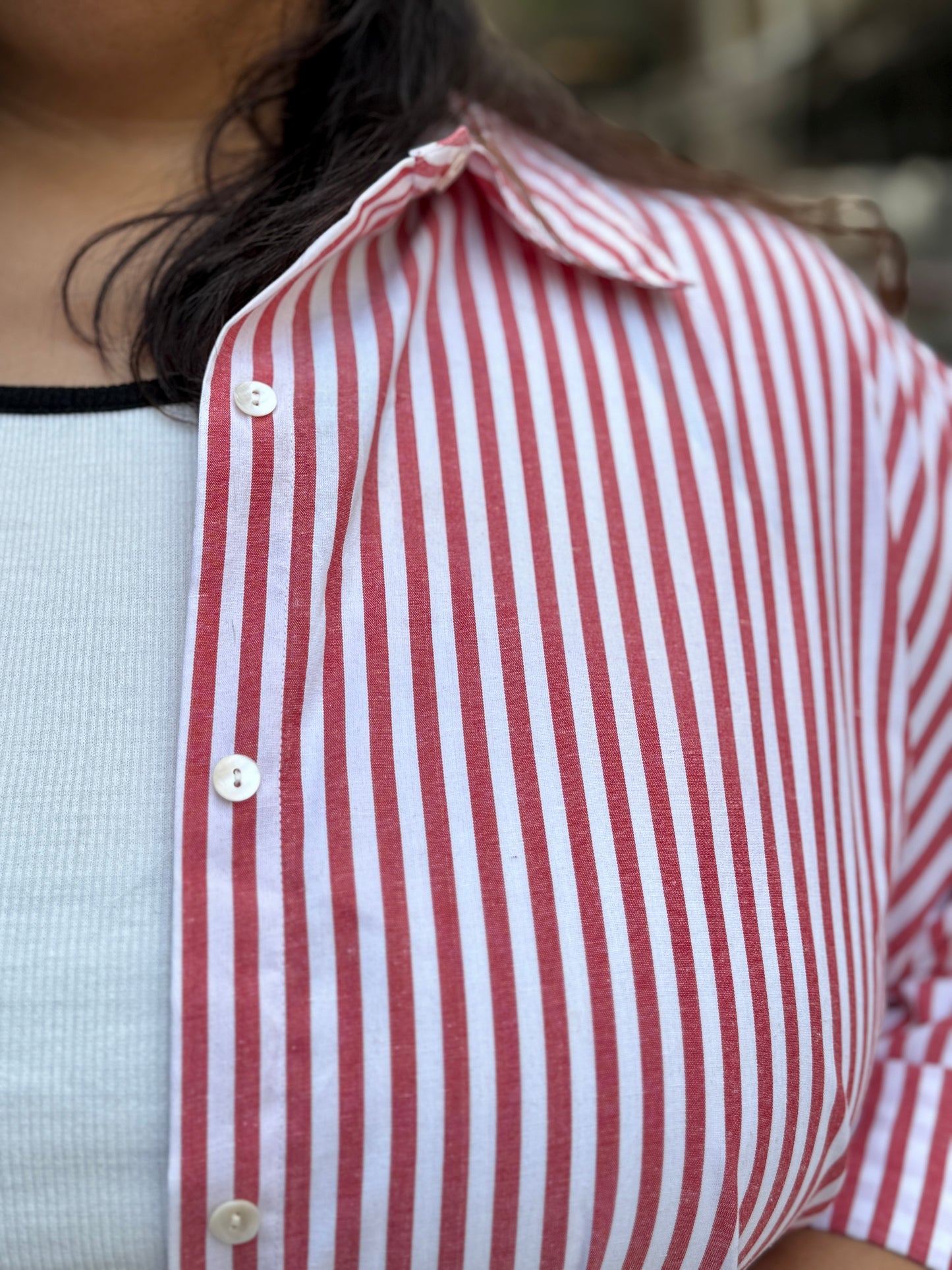 Relaxed fit Cotton Striped shirt- Drop Shoulder