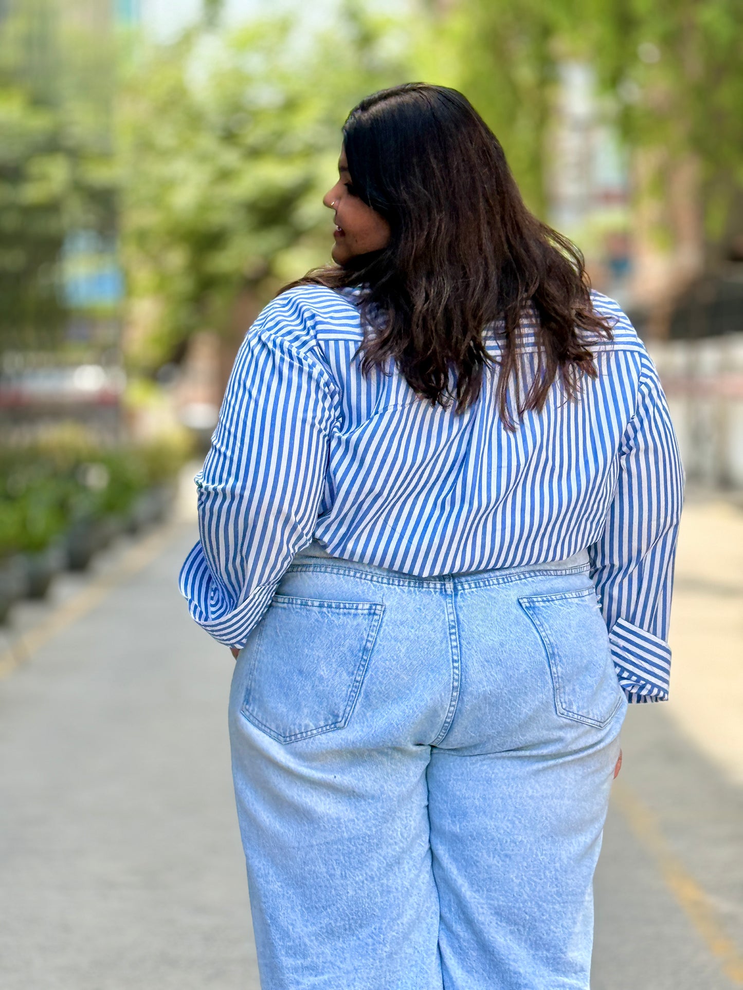 Relaxed fit Cotton Striped shirt- Drop Shoulder