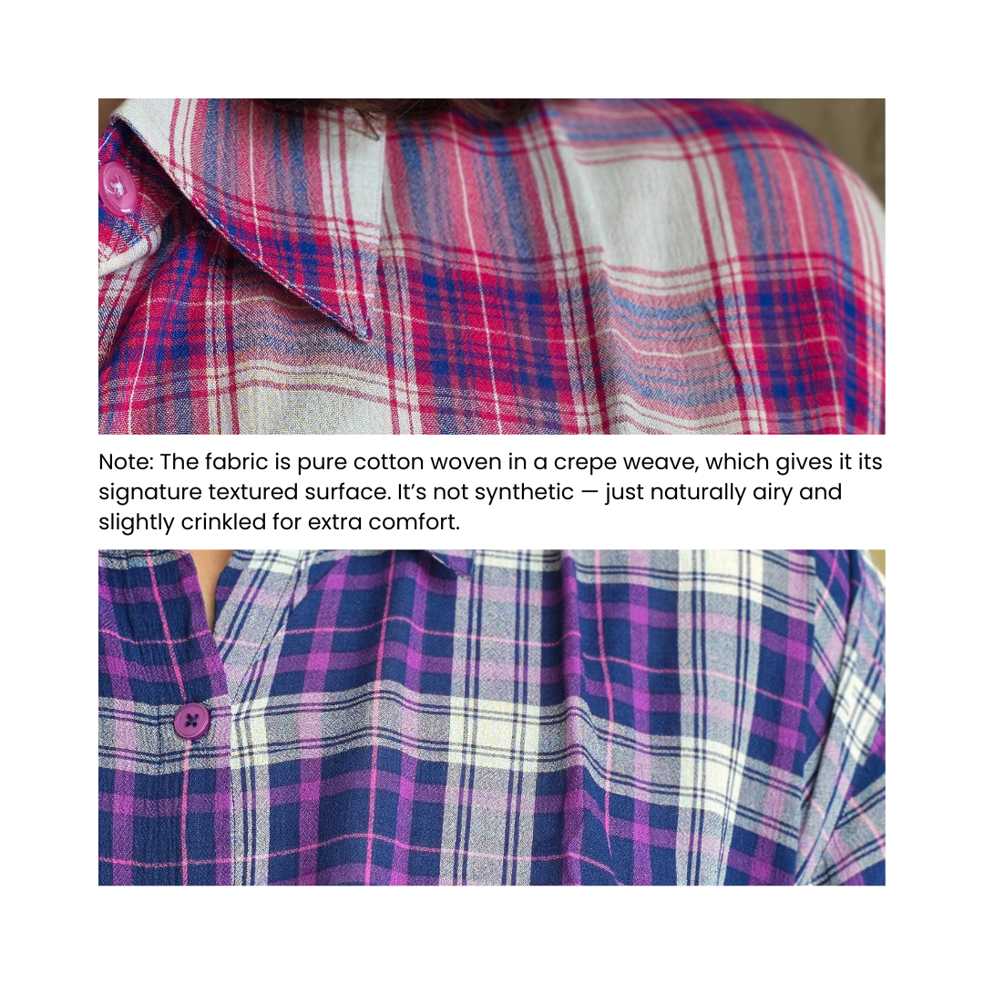 Cotton Crepe Plaid Shirt
