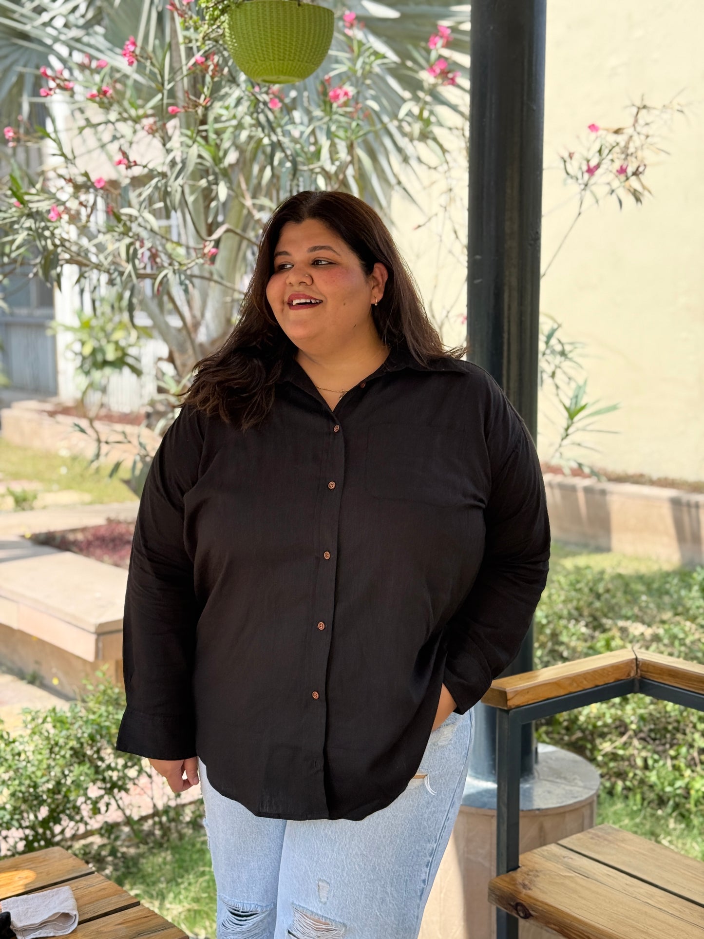 Linen Cotton Shirt for plus size women (2XL - 9XL). Perfect for everyday wear including office / work wear. Bust size 52 inches to 66 inches. Bigger armholes, wider hips - perfect fit for plus size curves.