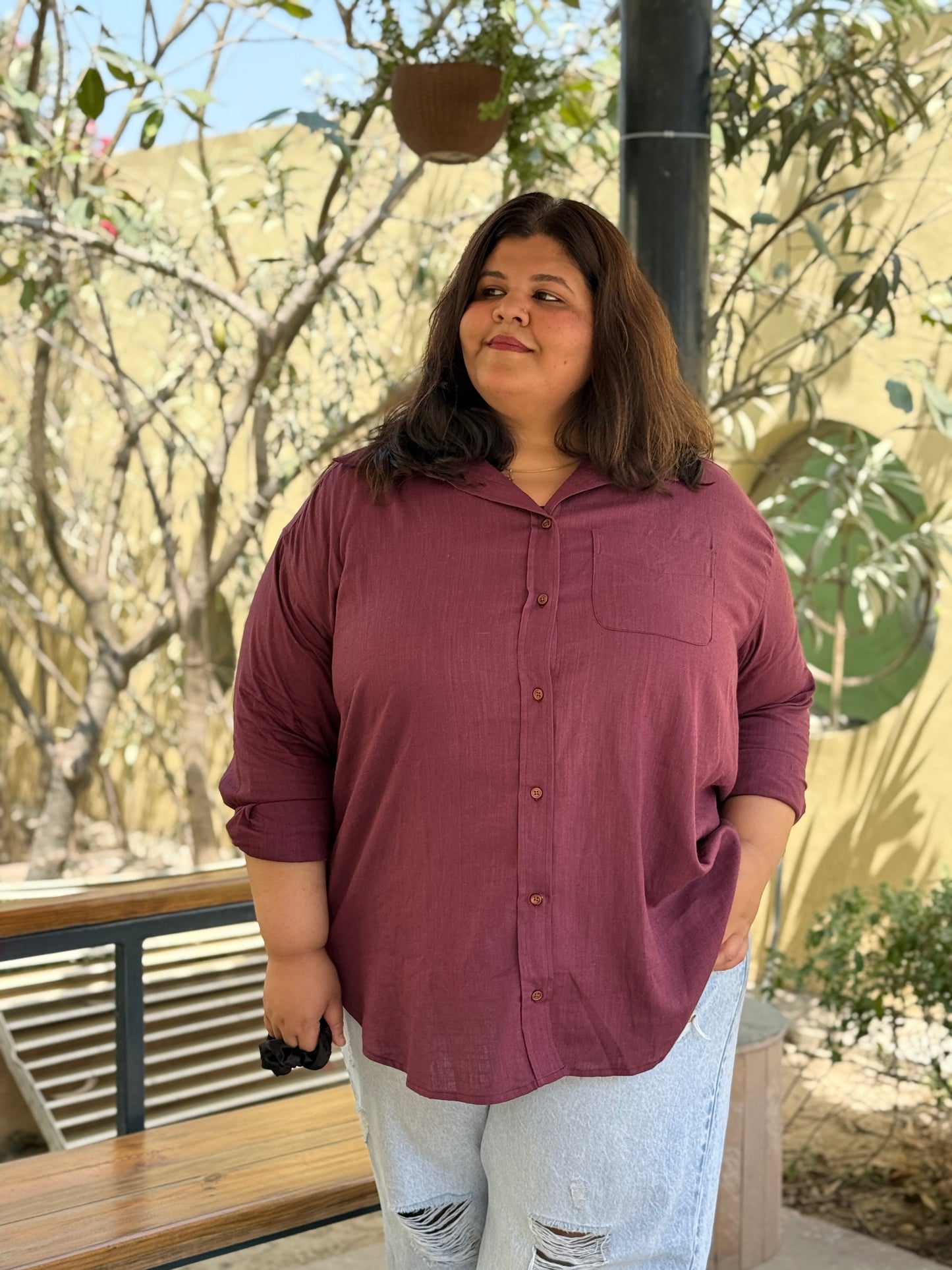 Linen Cotton Shirt for plus size women (2XL - 9XL). Perfect for everyday wear including office / work wear. Bust size 52 inches to 66 inches. Available in 5 solid colours. Bigger armholes, wider hips.