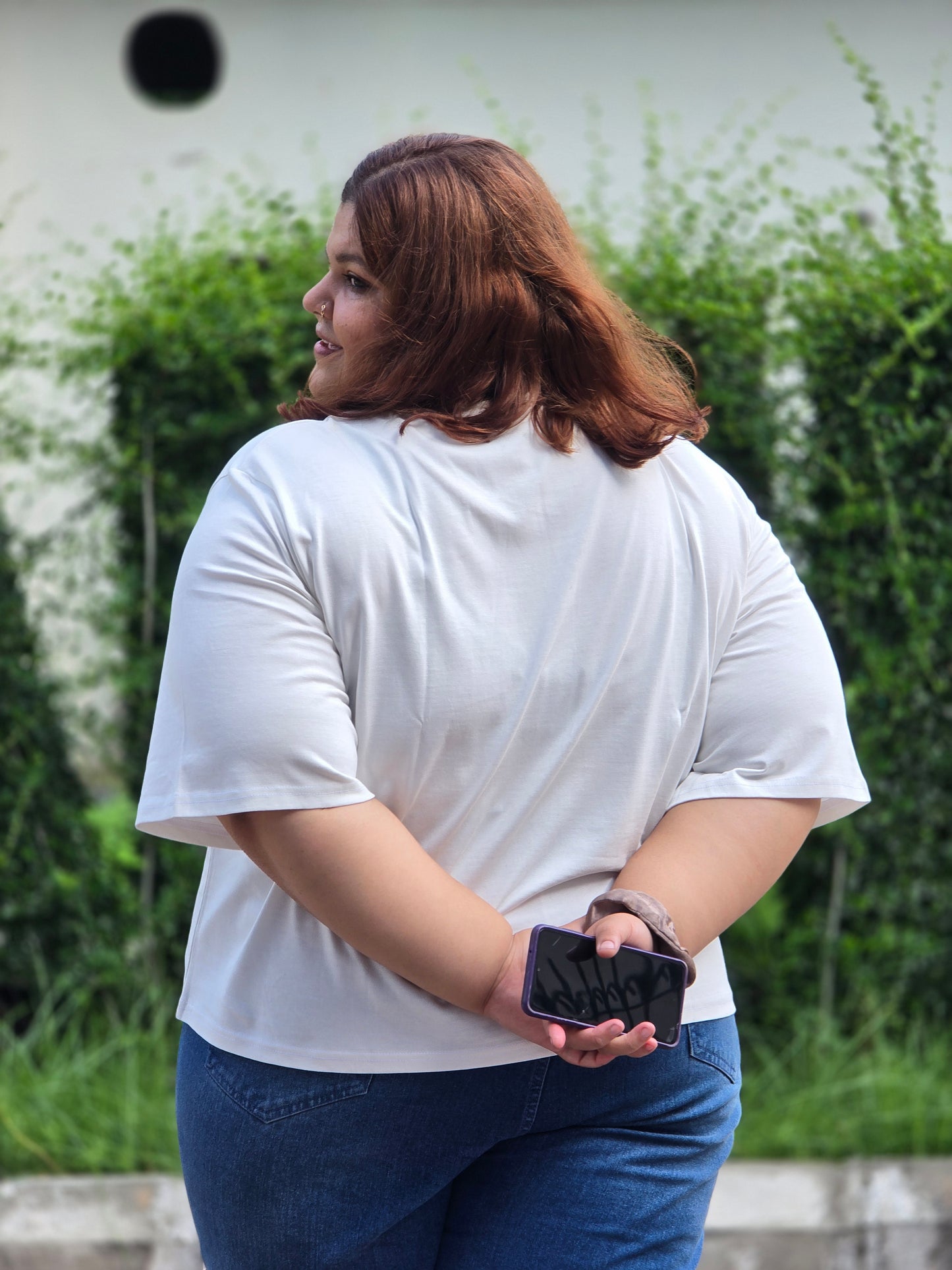 Plus size A-line T-shirt 'Drama Queen'- Cropped Length