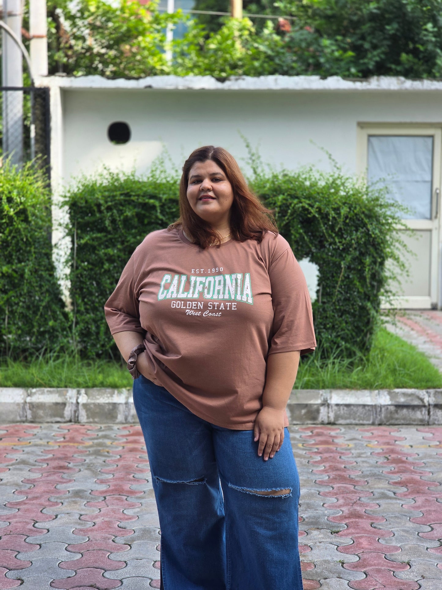 Plus size A-line Varsity T-shirt - Regular length