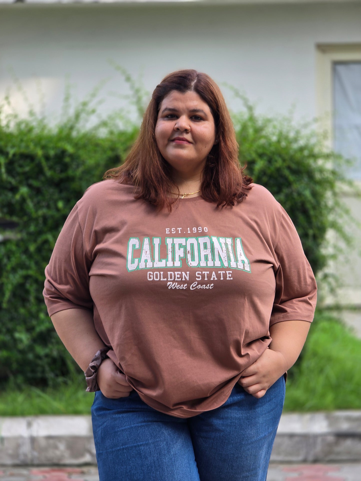 Plus size A-line Varsity T-shirt - Regular length