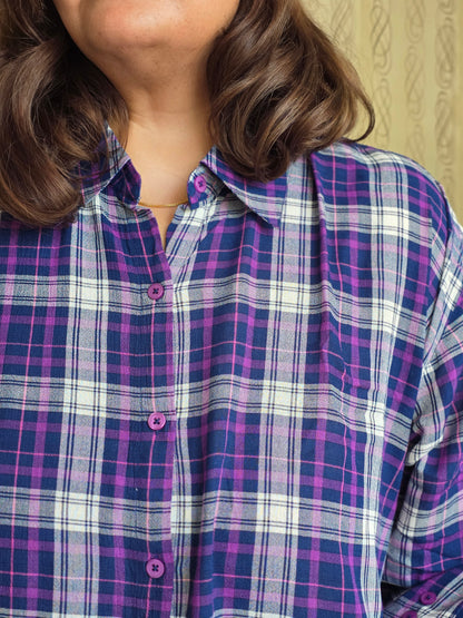 Cotton Crepe Plaid Shirt