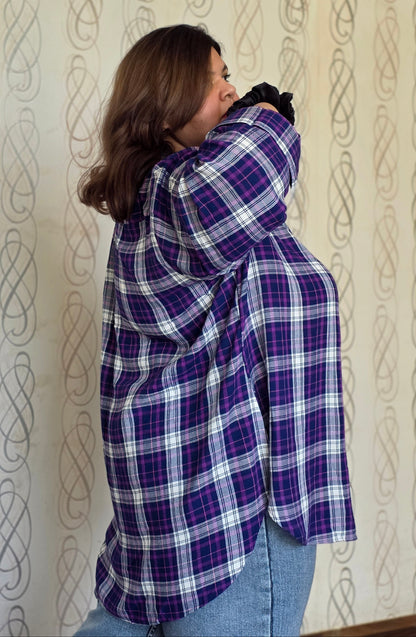 Cotton Crepe Plaid Shirt