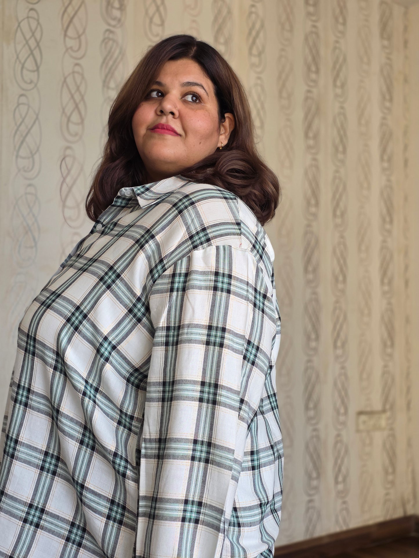 Cotton Lurex Plaid Shirt