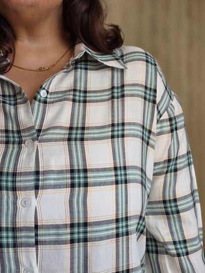 Cotton Lurex Plaid Shirt