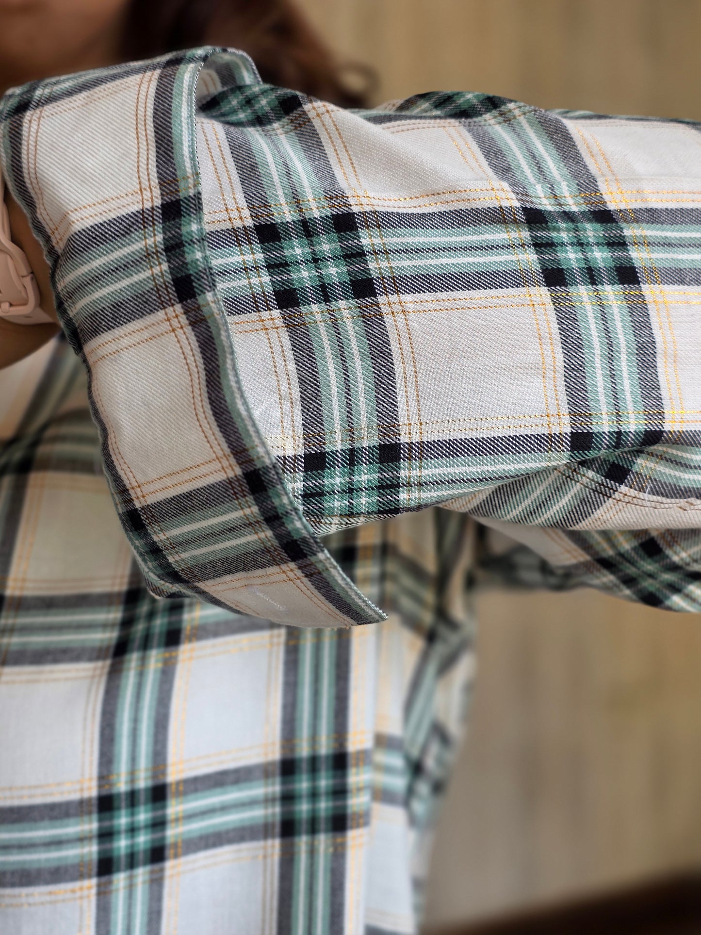 Cotton Lurex Plaid Shirt