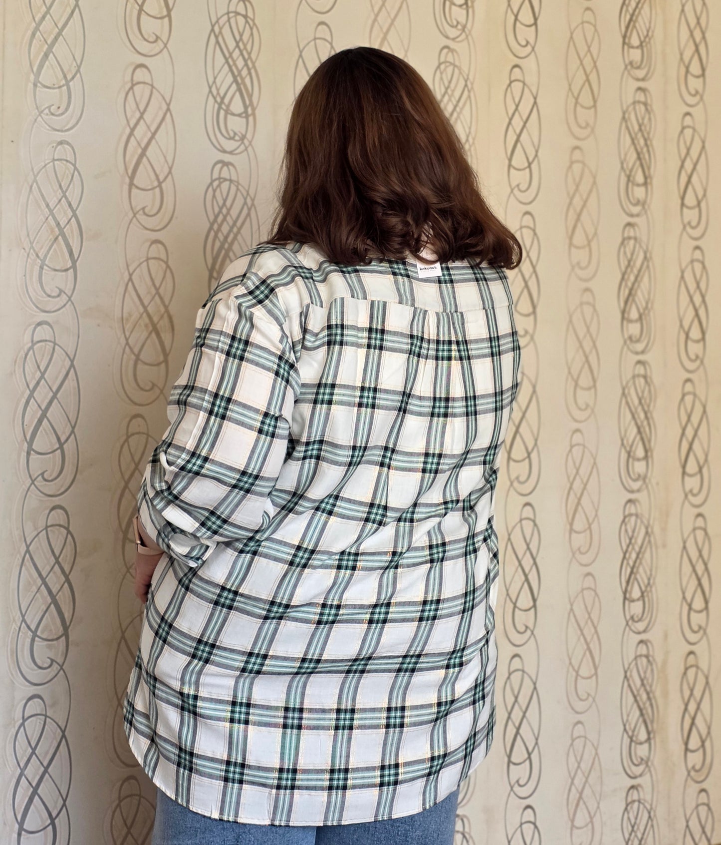 Cotton Lurex Plaid Shirt