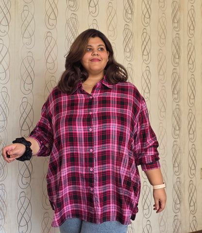 Cotton Lurex Plaid Shirt