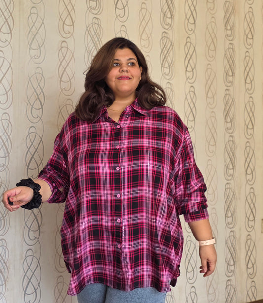 Cotton Lurex Plaid Shirt
