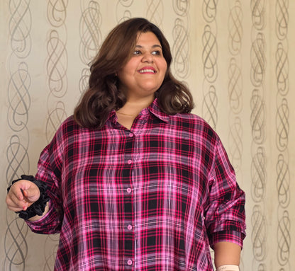 Cotton Lurex Plaid Shirt