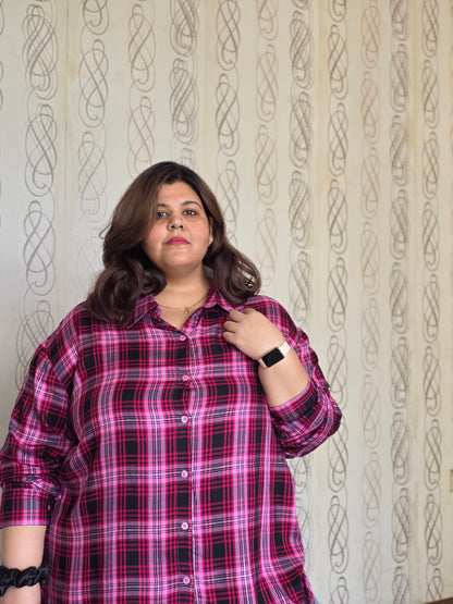 Cotton Lurex Plaid Shirt