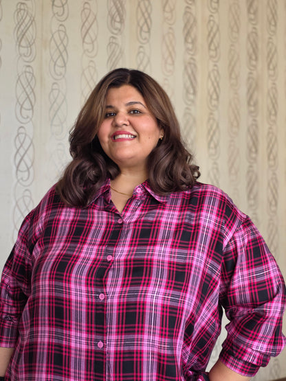 Cotton Lurex Plaid Shirt