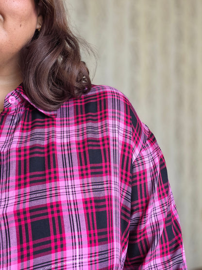 Cotton Lurex Plaid Shirt