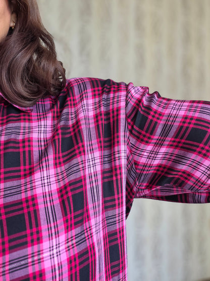 Cotton Lurex Plaid Shirt