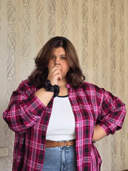 Cotton Lurex Plaid Shirt