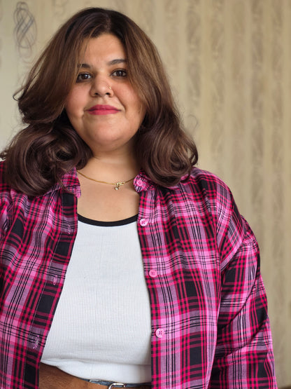 Cotton Lurex Plaid Shirt