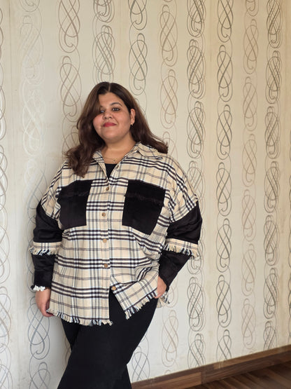 Heavyweight brushed cotton & corduroy shacket