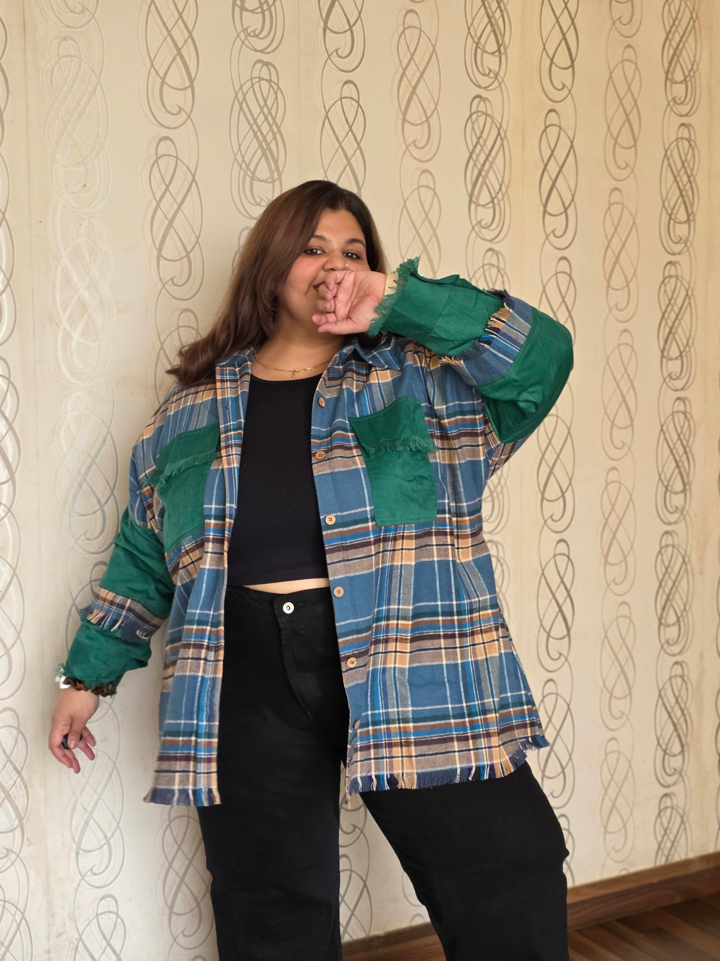 Heavyweight brushed cotton & corduroy shacket