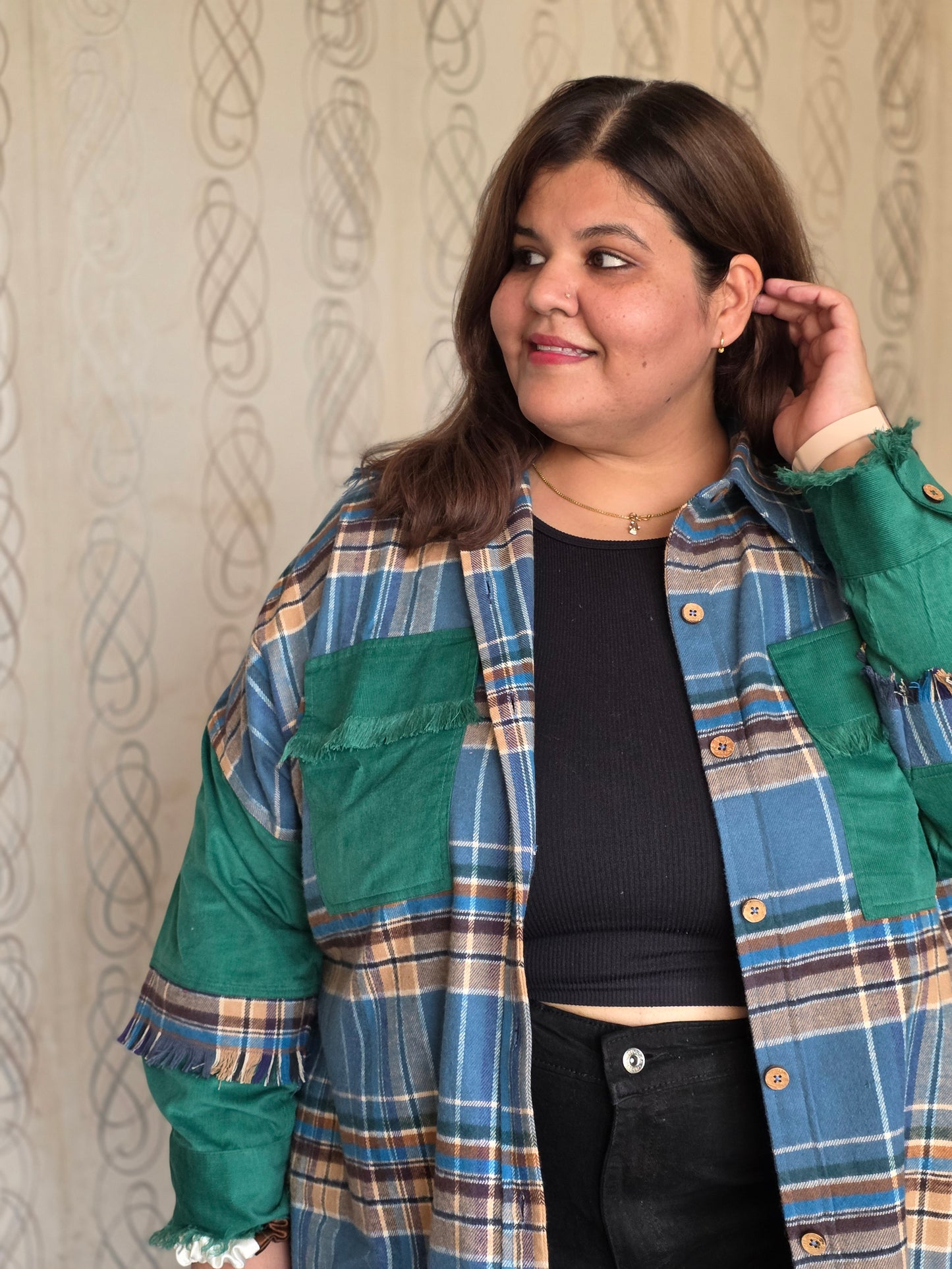 Heavyweight brushed cotton & corduroy shacket