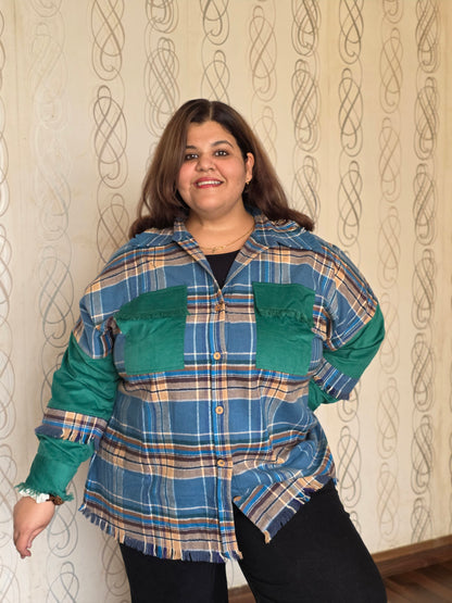 Heavyweight brushed cotton & corduroy shacket