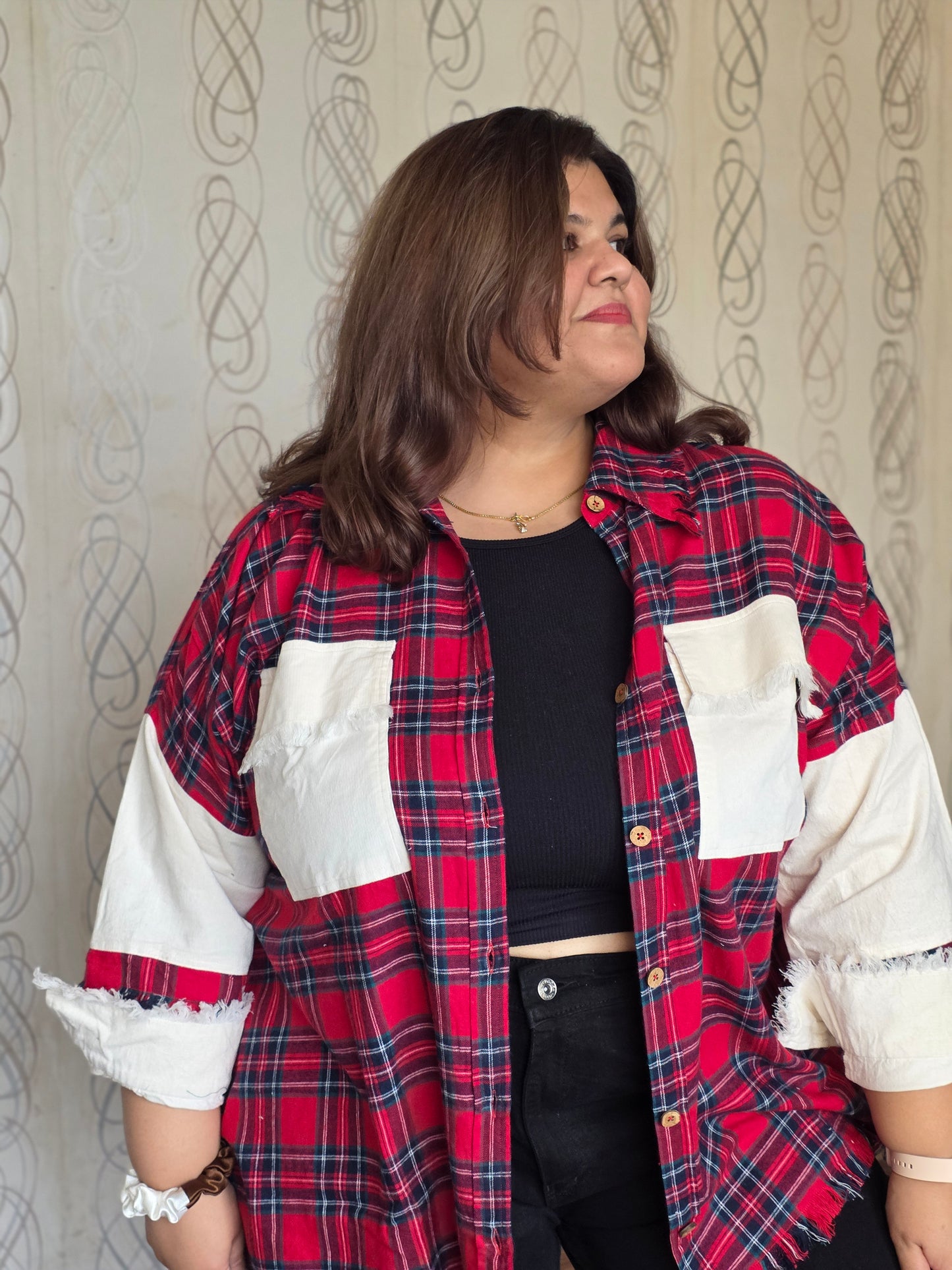 Lightweight brushed cotton & corduroy shacket