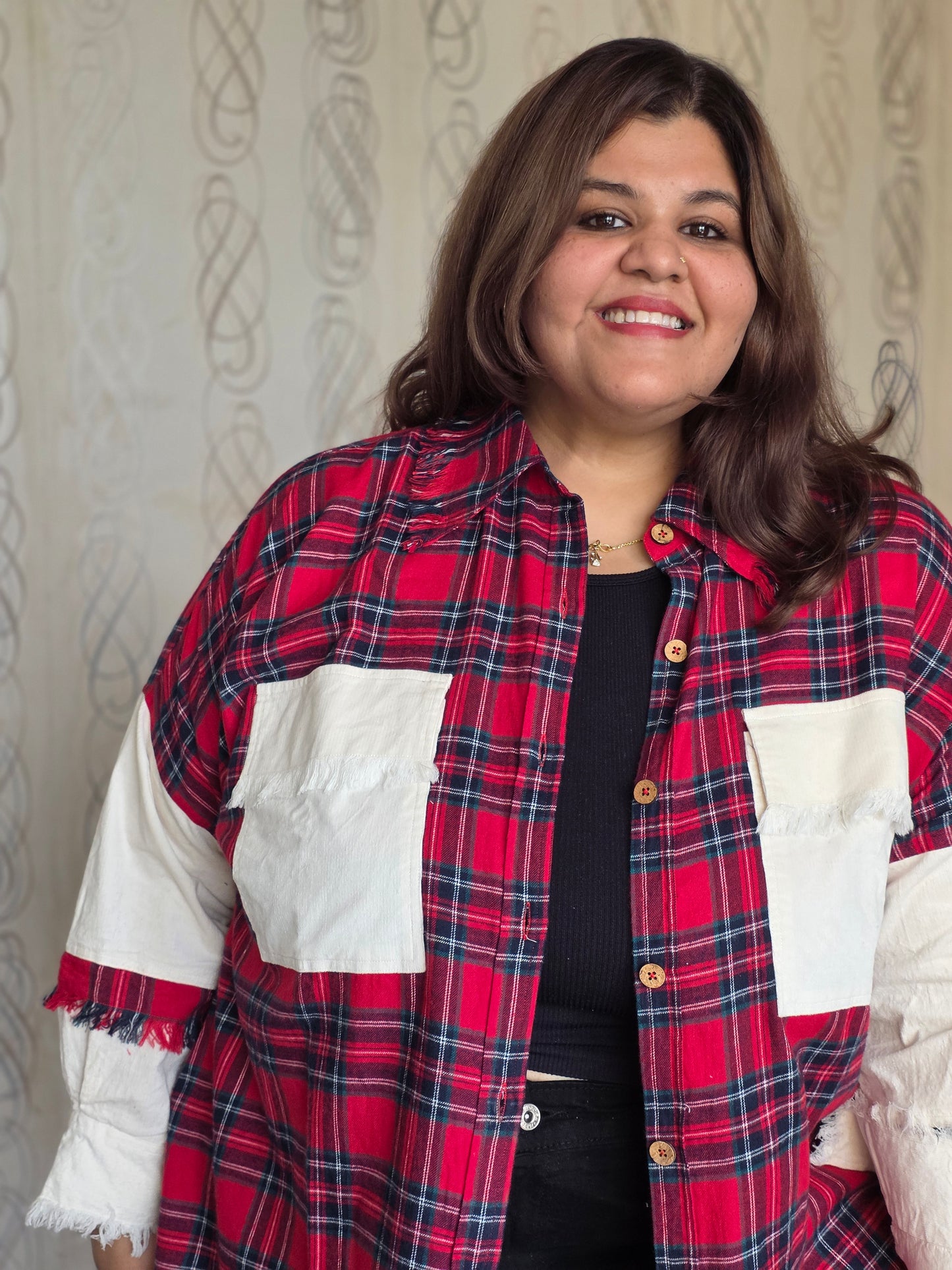 Lightweight brushed cotton & corduroy shacket