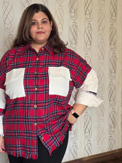 Lightweight brushed cotton & corduroy shacket