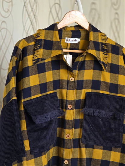 Lightweight brushed cotton & corduroy shacket