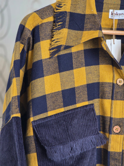 Lightweight brushed cotton & corduroy shacket