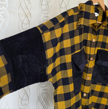 Lightweight brushed cotton & corduroy shacket