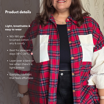 Lightweight brushed cotton & corduroy shacket