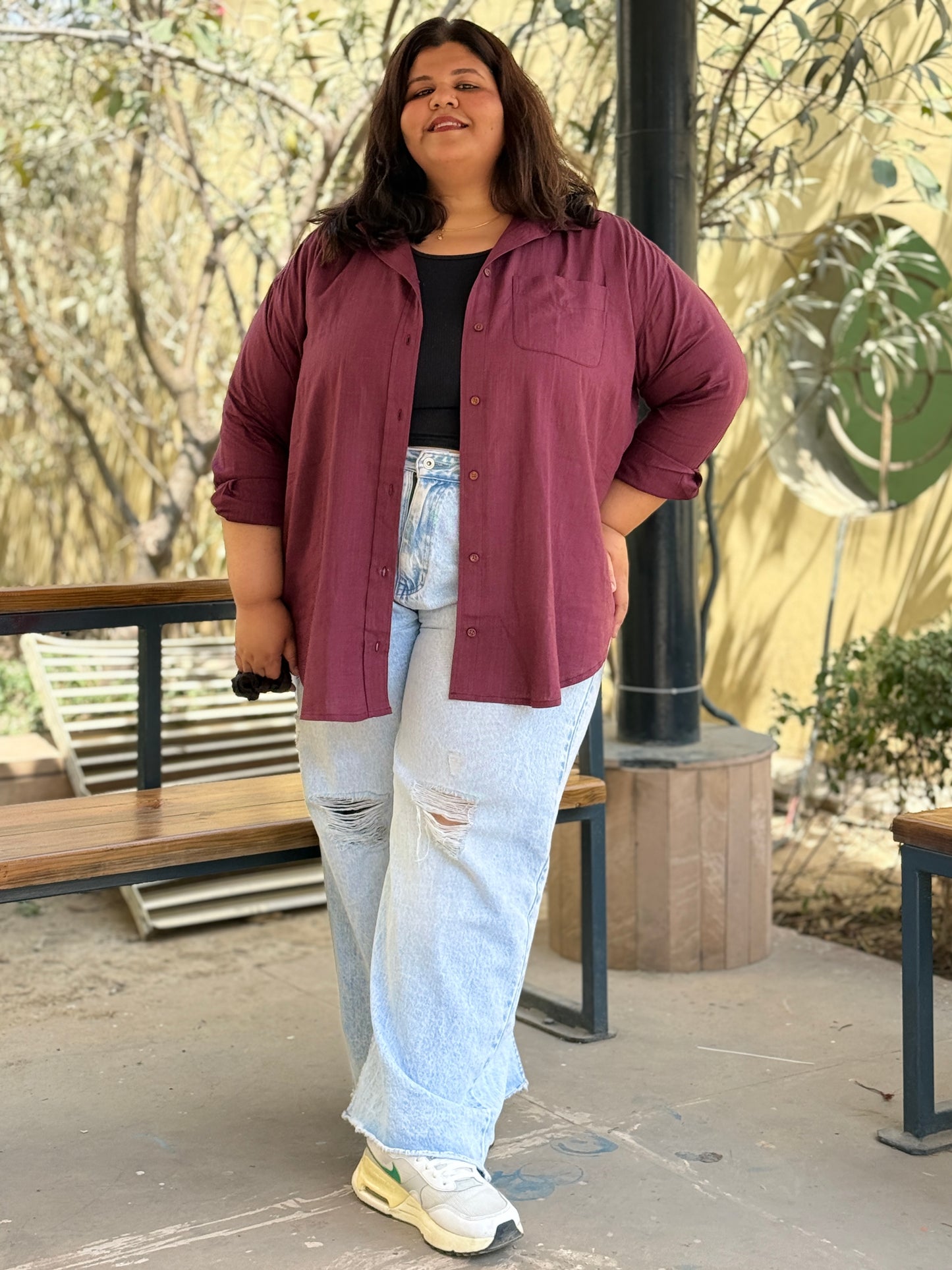 Solid Linen Shirts: Drop Shoulder
