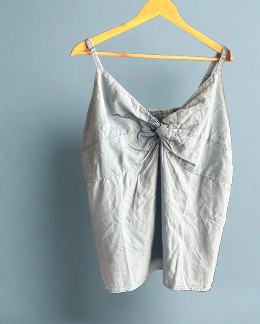 Cotton Denim Knotted Top